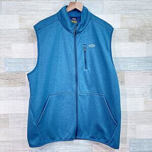 AFTCO Full Zip Performance Fleece Vest Blue Fishing Hiking Outdoors Mens XL